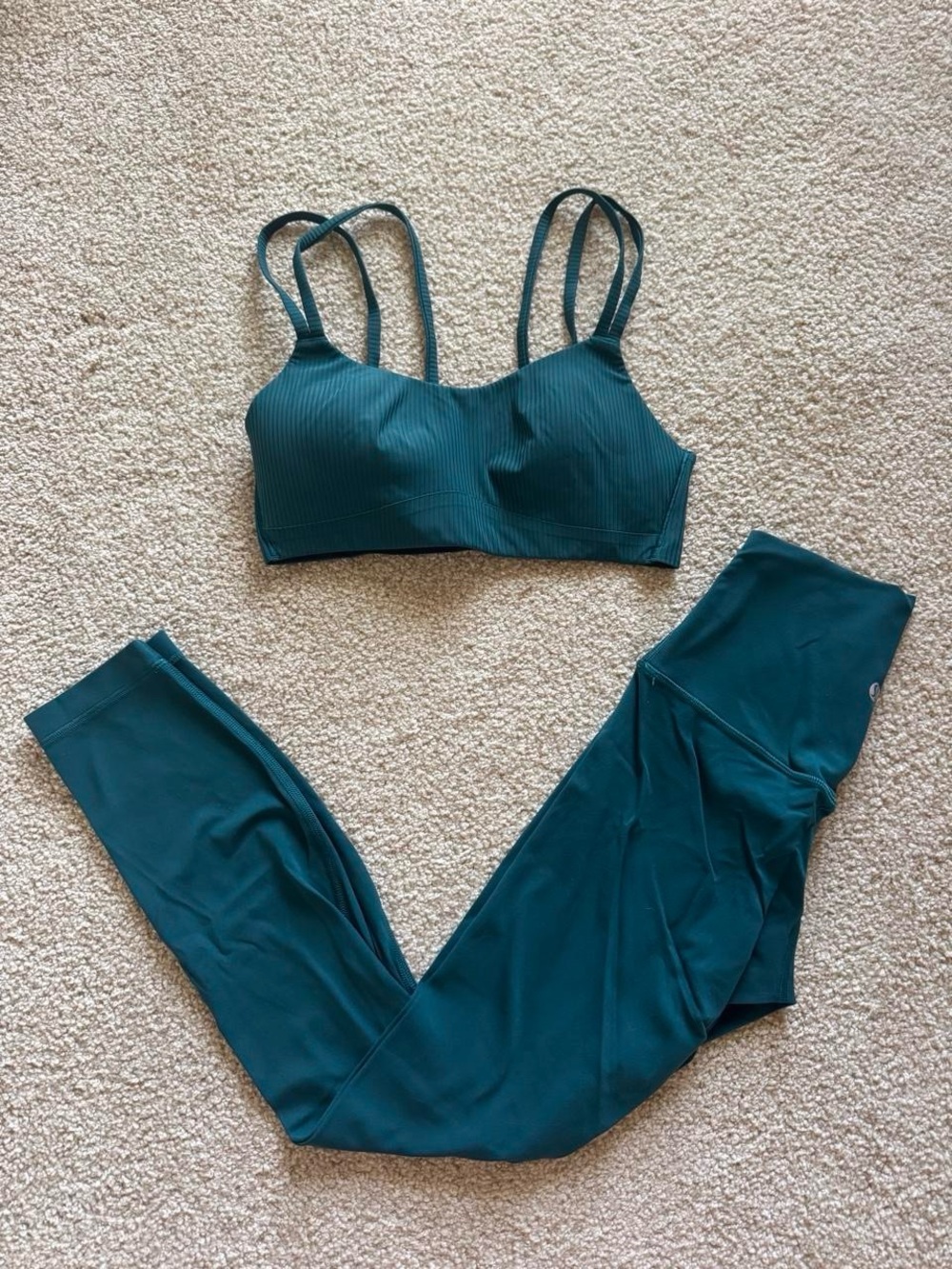 lululemon athletica Deep Teal Double-Strap Sports Bra & Leggings Set